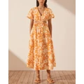 Shona Joy - Mirella Drawstring Midi Dress - Dresses (Orange & Ivory) Mirella Drawstring Midi Dress