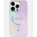 Guess - iPhone 15 Pro Max Script MagSafe Phone Case - Tech Accessories (Purple) iPhone 15 Pro Max Script MagSafe Phone Case