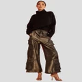 Cynthia Rowley - Metallic Cargo Pant - Pants (BLKGLD) Metallic Cargo Pant