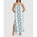BY JOHNNY. - Utopian Floral Strapless Dress - Printed Dresses (Blue, Ivory & Black) Utopian Floral Strapless Dress