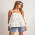 AERE - Organic Cotton Tiered Top - Tops (White) Organic Cotton Tiered Top