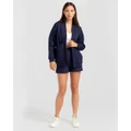 Belle & Bloom - Over It Quilted Bomber - Coats & Jackets (Navy) Over It Quilted Bomber