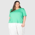 Love Your Wardrobe - Kelly Dipped Hem T shirt - Short Sleeve T-Shirts (Apple Green) Kelly Dipped Hem T-shirt