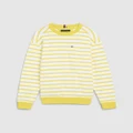 Tommy Hilfiger - Breton Stripe Sweatshirt Kids - Jumpers & Cardigans (Star Fruit Yellow) Breton Stripe Sweatshirt - Kids