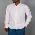 Abelard - Slim Fit European Pure Linen Shirt - Shirts & Polos (PINK) Slim Fit European Pure Linen Shirt