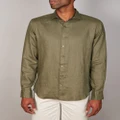 Abelard - Slim Fit European Pure Linen Shirt - Shirts & Polos (KHAKI) Slim Fit European Pure Linen Shirt