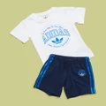 adidas Originals - VRCT Shorts & Tee Set Babies Kids - 2 Piece (White & Night Indigo) VRCT Shorts & Tee Set - Babies-Kids