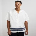 AERE - Sebastian Organic Cotton Relaxed Fit Shirt - Casual shirts (Blue Stripe) Sebastian Organic Cotton Relaxed Fit Shirt