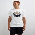 BOSS - Tessin Logo Embossed Crew Neck T Shirt - T-Shirts & Singlets (White) Tessin Logo Embossed Crew Neck T-Shirt