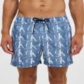 Calvin Klein - 1996 Medium Drawstring Boardshorts - Swimwear (Blue Ripple) 1996 Medium Drawstring Boardshorts