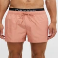 Calvin Klein - Core Steel Double Waistband Swim Shorts - Swimwear (Clay Pink) Core Steel Double Waistband Swim Shorts