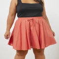 Atmos&Here Curvy - Salma Flare Linen Blend Skirt - Skirts (Rust) Salma Flare Linen Blend Skirt