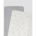 Living Textiles - 2 pack Jersey Bassinet Fitted Sheets Noah Grey Stars - Nursery (Multi) 2-pack Jersey Bassinet Fitted Sheets - Noah-Grey Stars