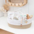 Living Textiles - 100% Cotton Rope Nappy Caddy With Divider Natural White - Changing (Natural) 100% Cotton Rope Nappy Caddy With Divider - Natural-White