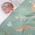 Living Textiles - Australiana Baby Blanket Kangaroo Green - Blankets (Green) Australiana Baby Blanket - Kangaroo-Green