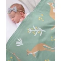 Living Textiles - Australiana Baby Blanket Kangaroo Green - Blankets (Green) Australiana Baby Blanket - Kangaroo-Green