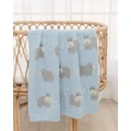 Living Textiles - Whimsical Baby Blanket Hippo Blue - Blankets (Blue) Whimsical Baby Blanket - Hippo-Blue