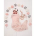 Living Textiles - Jersey Swaddle & Rattle Set Floral Bunny - Accessories (Blush) Jersey Swaddle & Rattle Set - Floral-Bunny