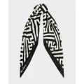 Florence Broadhurst - Chinese Key Silk Scarf - Scarves & Gloves (Black/Ivory) Chinese Key Silk Scarf
