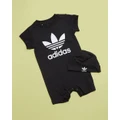 adidas Originals - Jumpsuit and Beanie Gift Set Babies - 2 Piece (Black) Jumpsuit and Beanie Gift Set - Babies