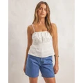AERE - Gathered Panel Cami Top - Tops (White) Gathered Panel Cami Top