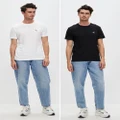 Calvin Klein Jeans - Monologo T Shirt 2 Pack - T-Shirts & Singlets (Bright White & CK Black) Monologo T-Shirt 2-Pack