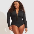 Seafolly - Zip Front Surfsuit - One-Piece / Swimsuit (Black) Zip Front Surfsuit