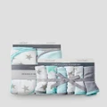 The Little Linen Company - The Little Linen Company Baby Hooded Towel 2Pk & Washer Gift Set Starlight Teal - Accessories (Teal) The Little Linen Company Baby Hooded Towel 2Pk & Washer Gift Set - Starlight Teal