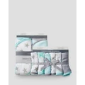 The Little Linen Company - The Little Linen Company Baby Hooded Towel 2Pk & Washer Gift Set Starlight Teal - Accessories (Teal) The Little Linen Company Baby Hooded Towel 2Pk & Washer Gift Set - Starlight Teal