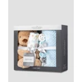 The Little Linen Company - Boxed Baby Gift Set Safari Bear - Blankets (Blue) Boxed Baby Gift Set - Safari Bear