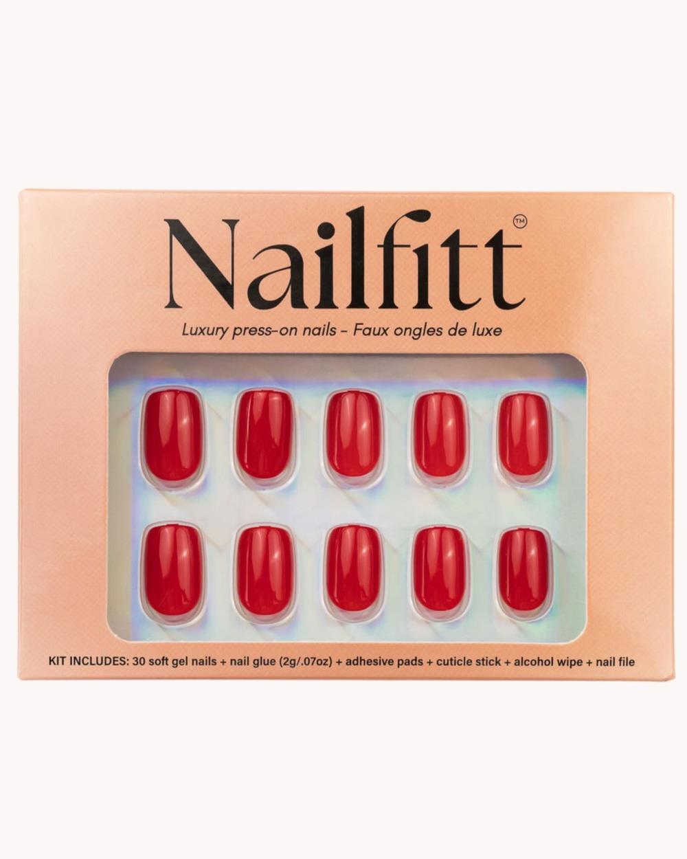 Nailfitt - Glam Press On Nails Scarlet - Beauty (Gold) Glam Press-On Nails - Scarlet