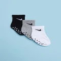 Nike - 3 Pack Core Swoosh No Slip Infant Ankle Socks Babies - Socks & Tights (Carbon Heather & Black) 3-Pack Core Swoosh No Slip Infant Ankle Socks - Babies
