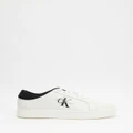 Calvin Klein - Classic Cupsole Low Leather Sneakers Men's - Sneakers (Bright White & Black) Classic Cupsole Low Leather Sneakers - Men's