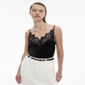 Witchery - Silk Satin Lace Camisole - Tops (Black) Silk Satin Lace Camisole