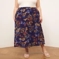 Atmos&Here Curvy - Sasha Midi Skirt - Skirts (Midnight Floral) Sasha Midi Skirt