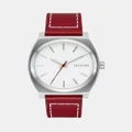 Nixon - Time Teller Leather Watch - Watches (Silver & Egret & Cranberry) Time Teller Leather Watch