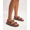 AERE - Quilted Leather Ankle Strap Sandals - Sandals (Chestnut) Quilted Leather Ankle Strap Sandals