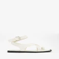 AERE - Leather Crossover Comfort Sandals - Sandals (Cream) Leather Crossover Comfort Sandals