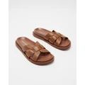Atmos&Here - Emma Leather Slides - Sandals (Tan Leather) Emma Leather Slides