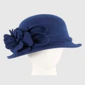 Max Alexander - Winter Felt Blue Cloche Hat - Hats (Blue) Winter Felt Blue Cloche Hat
