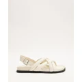 AERE - Padded Leather Crossover Sandals - Sandals (Cream) Padded Leather Crossover Sandals