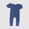 Bonds Baby - Waffle Zip Wondersuit - Longsleeve Rompers (Bastille Blue) Waffle Zip Wondersuit