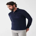 Faherty - Towel Terry Ls Polo - Shirts & Polos (Navy) Towel Terry Ls Polo