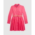 Polo Ralph Lauren - Belted Cotton Oxford Shirtdress Teens - Dresses (Pink) Belted Cotton Oxford Shirtdress - Teens