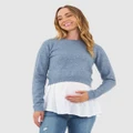 Ripe Maternity - Sandy Detachable Nursing Knit - Jumpers & Cardigans (Blue) Sandy Detachable Nursing Knit