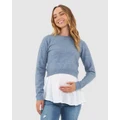 Ripe Maternity - Sandy Detachable Nursing Knit - Jumpers & Cardigans (Blue) Sandy Detachable Nursing Knit