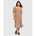 Roxy - Tropical Sunshine Midi Dress For Women - Dresses (ROOT BEER ALL ABOUT SOL MINI) Tropical Sunshine Midi Dress For Women
