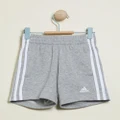 adidas Sportswear - Essentials 3 Stripes Shorts Kids - Shorts (Grey & White) Essentials 3-Stripes Shorts - Kids