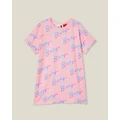 Cotton On Kids - Licensed Megan T Shirt Nighties Kids - Sleepwear (Blush & Barbie Logo) Licensed Megan T-Shirt Nighties - Kids
