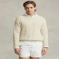 Polo Ralph Lauren - Cotton Blend Fisherman's Sweater - Jumpers & Cardigans (Cream) Cotton-Blend Fisherman's Sweater